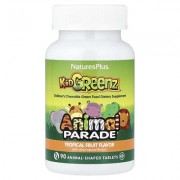 NaturesPlus, Animal Parade®, Kid Greenz®, дитяча жувальна зелена дієтична дієтична добавка, тропічні фрукти, 90 таблеток у формі тварин
